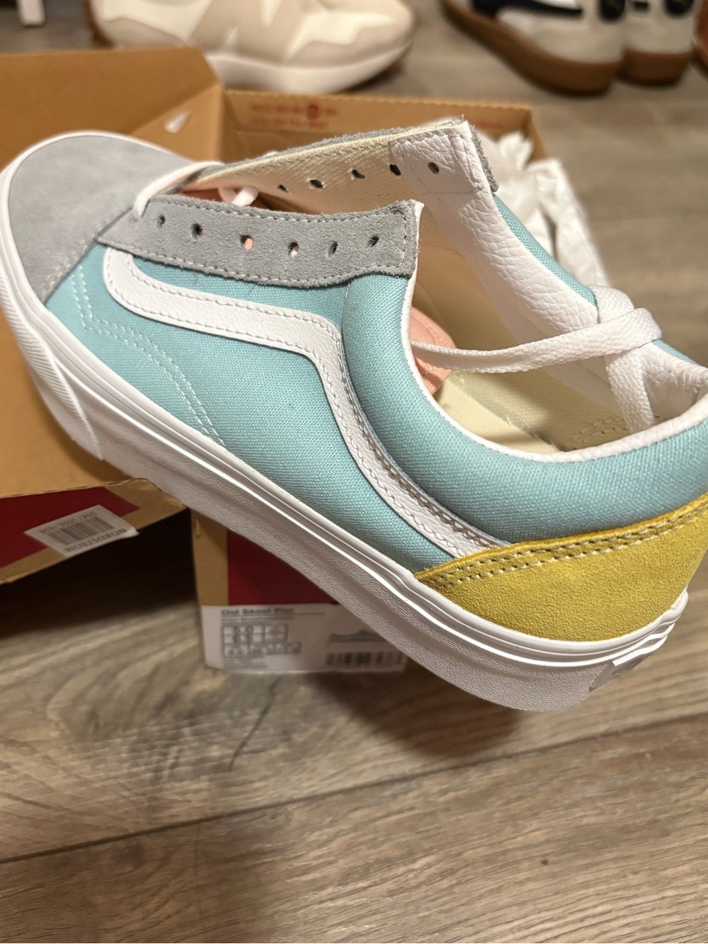 Vans Women’s Old Skool Sneakers in Light Blue, Yellow & Gray